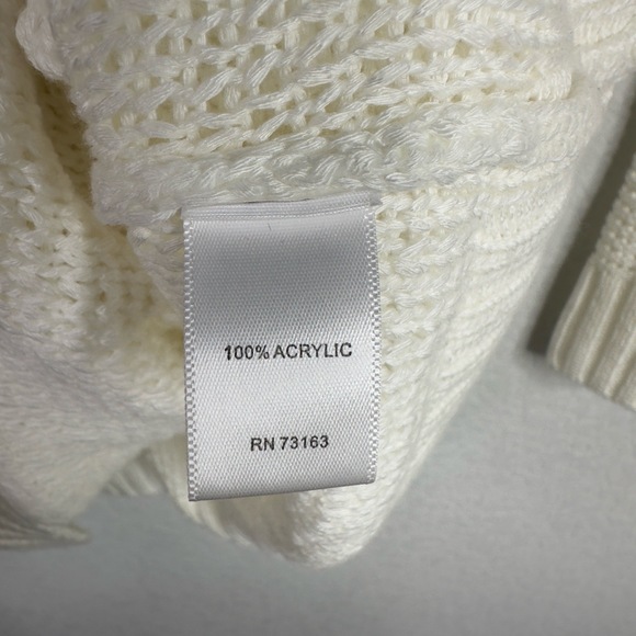 Neiman Marcus Sweater Women S Ivory Open Knit Pullover Coastal Preppy Minimalist - Picture 5 of 6